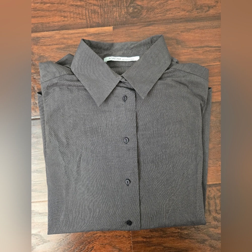 Agnona Charcoal Button-Up Blouse Sz.4
